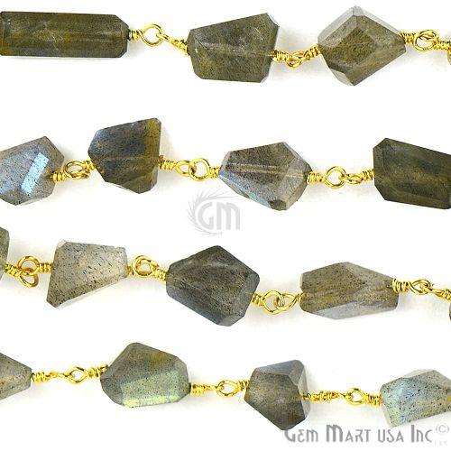 Labradorite Fancy Beads Gold Wire Wrapped Rosary Chain (763757723695)