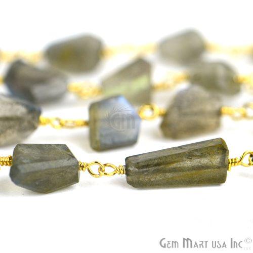 Labradorite Fancy Beads Gold Wire Wrapped Rosary Chain (763757723695)