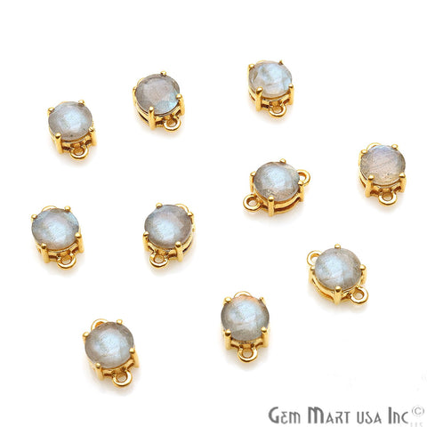 Round 7mm Double Bail Gold Plated Prong Setting Gemstone Connector