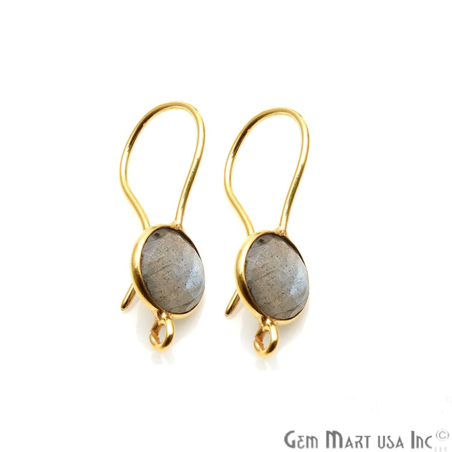 DIY Gemstone 26x9mm Gold Plated Round Hook Earring