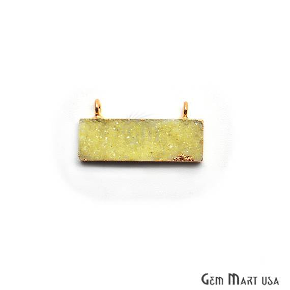 Gold Electroplated 25x11mm Rectangle Shape Double Bail Druzy Pendant (50025) - GemMartUSA