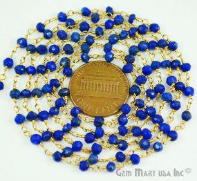 Lapis Lazuli Gold Plated Wire Wrapped Beads Rosary Chain (762789920815)