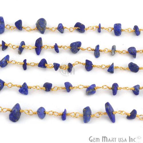 Lapis Lazuli Gold Plated Wire Wrapped Beads Rosary Chain (762794999855)
