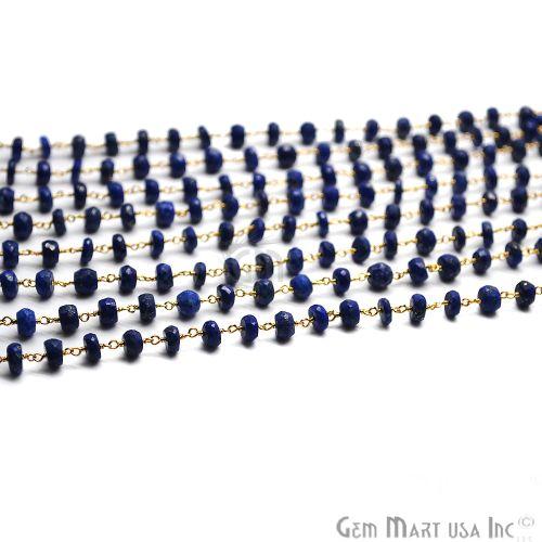 Lapis Lazuli Gold Plated Wire Wrapped Beads Rosary Chain (762796081199)