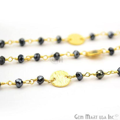 Mistique Pyrite 3-3.5mm Beads With Round Finding Wire Wrapped Fancy Rosary Chain (764021309487)