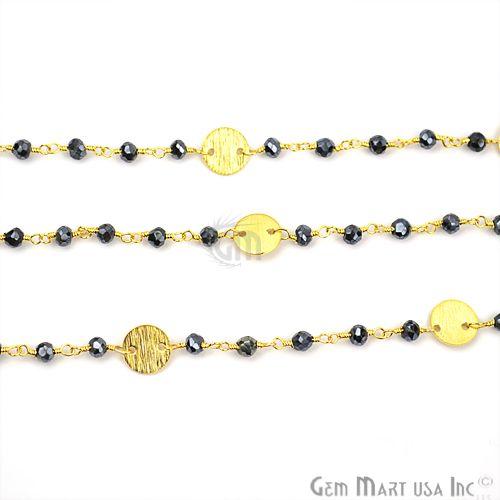 Mistique Pyrite 3-3.5mm Beads With Round Finding Wire Wrapped Fancy Rosary Chain (764021309487)