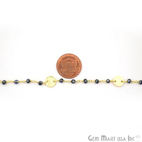 Mistique Pyrite 3-3.5mm Beads With Round Finding Wire Wrapped Fancy Rosary Chain (764021309487)