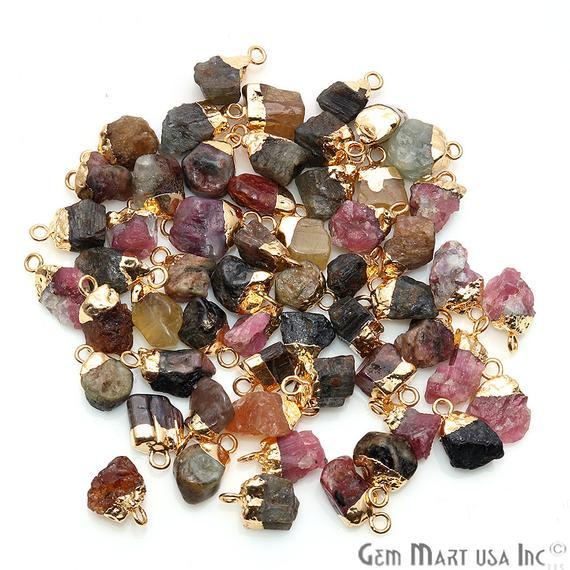 Rough Gemstone Necklace Pendant 11X6mm (approx) Raw Free From Gold Electroplated Gemstone
