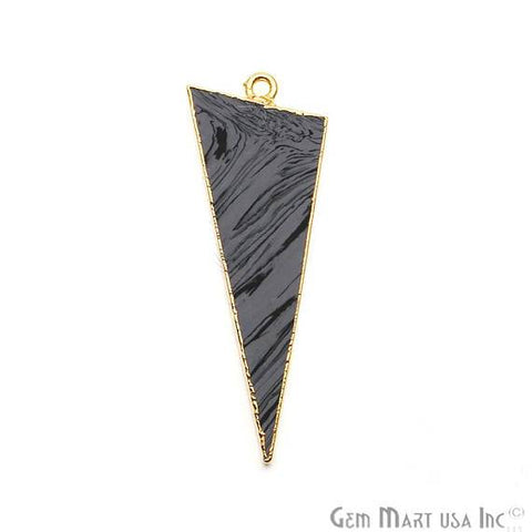 Gold Electroplated 17x45mm Triangle Shape Sediment Jasper Pendant (50059) - GemMartUSA