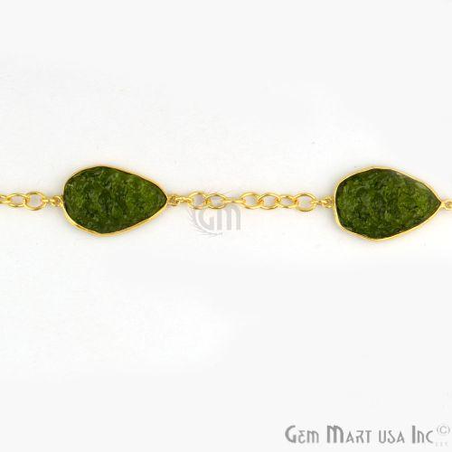 Moldavite 15mm Pears Gold Plated Bezel Link Connector Chain (764281126959)