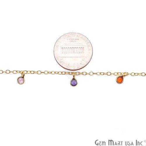 Multi Stone Zircon Round Gold Plated Dangle Rosary Chain