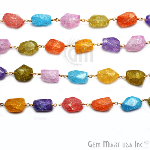 Crackled Hydro Gemstone 15x10mm Gold Plated Fancy Beads Rosary Chain
