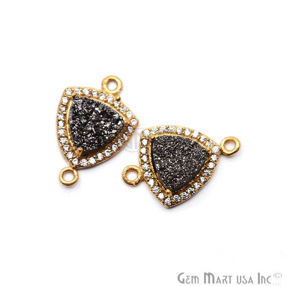 Druzy With Cubic Zircon Pave 8mm Trillion Gold Plated Double Bail Connector (Pick Your Color) 40019 - GemMartUSA