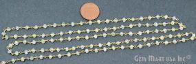 Prehnite Gold Plated Beaded Wire Wrapped Beads Rosary Chain (763647000623)