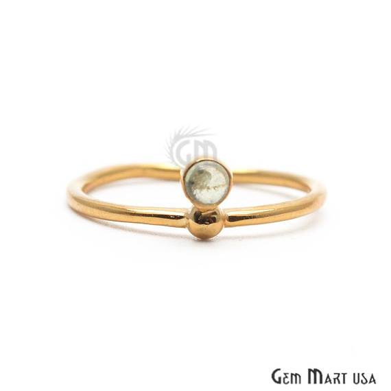 Gold Plated 2mm Round Gemstone Stackable Promise Ring - Ring Size 7US (12010) - GemMartUSA