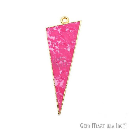 Gold Electroplated 17x45mm Triangle Shape Sediment Jasper Pendant (50059) - GemMartUSA