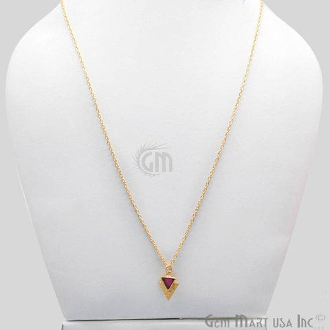 Triangle Gemstone Gold Pendant Necklace Chain (Pick your Gemstone) - GemMartUSA
