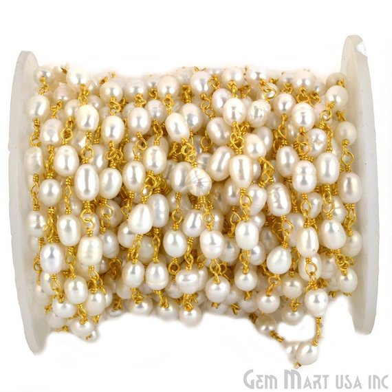 White Pearl Gemstone Gold...
