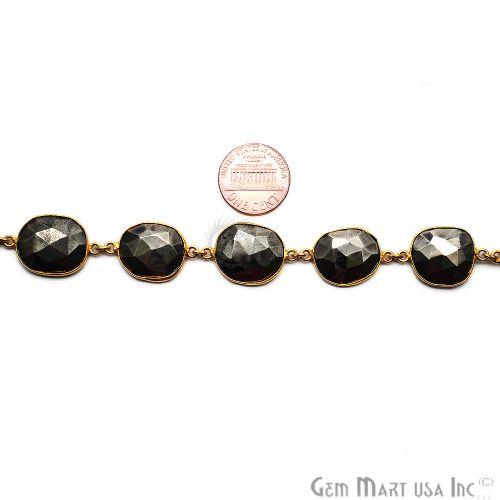 Pyrite 10-15mm Faceted Gold Bezel Continuous Connector Chain (763983855663)