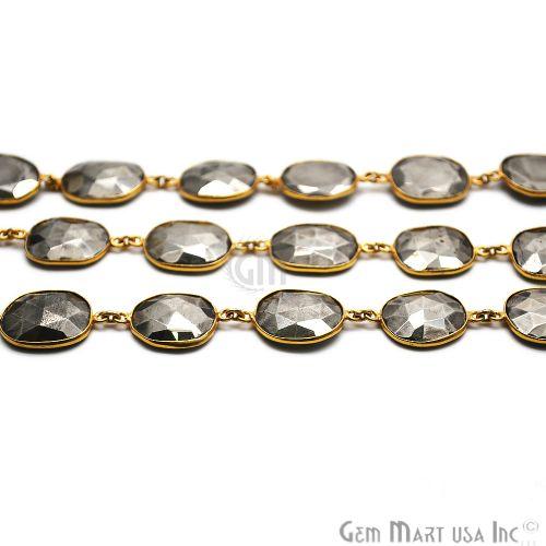 Pyrite 10-15mm Faceted Gold Bezel Continuous Connector Chain (763983855663)