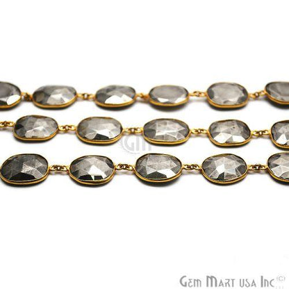 Pyrite 10-15mm Faceted Gold Bezel Continuous Connector Chain (763983855663)