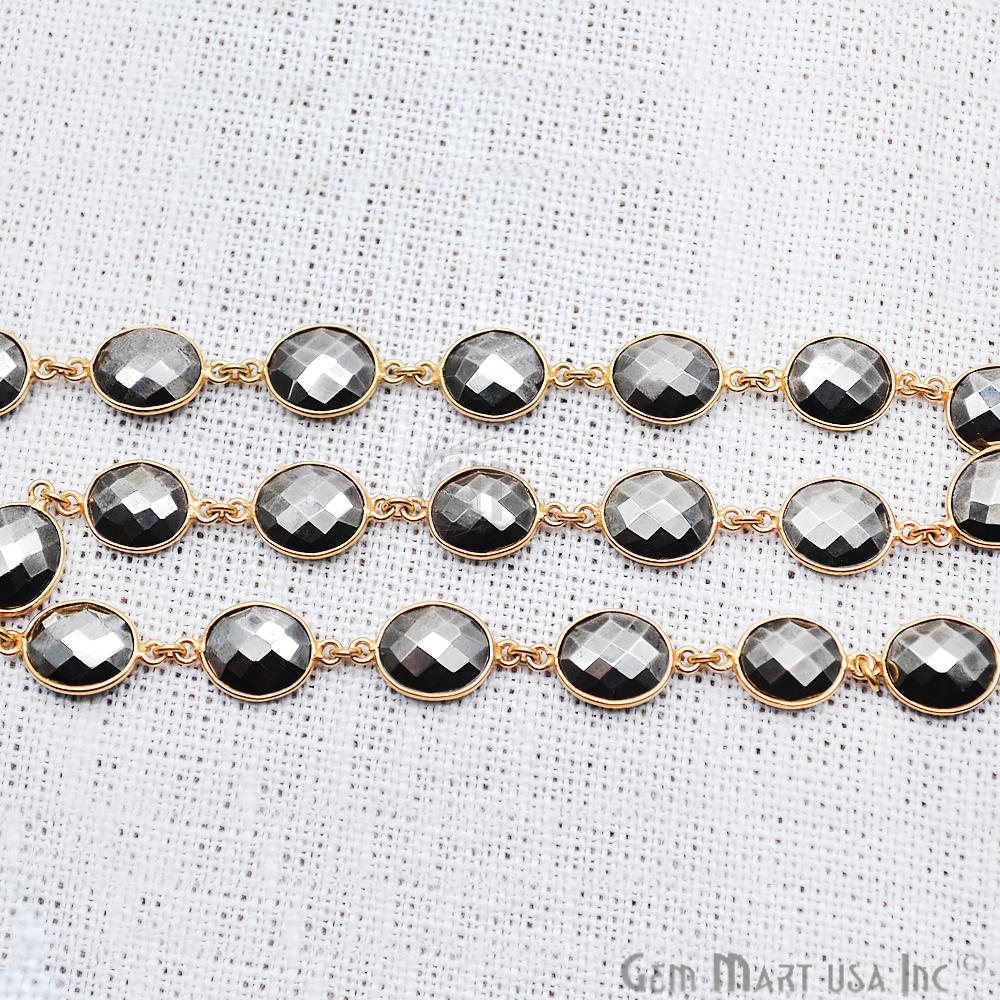 Pyrite 12x10mm Oval Gold Bezel Continuous Connector Chain (763986477103)