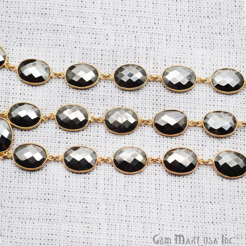 Pyrite 16x12mm Oval Gold Bezel Continuous Connector Chain (763987099695)
