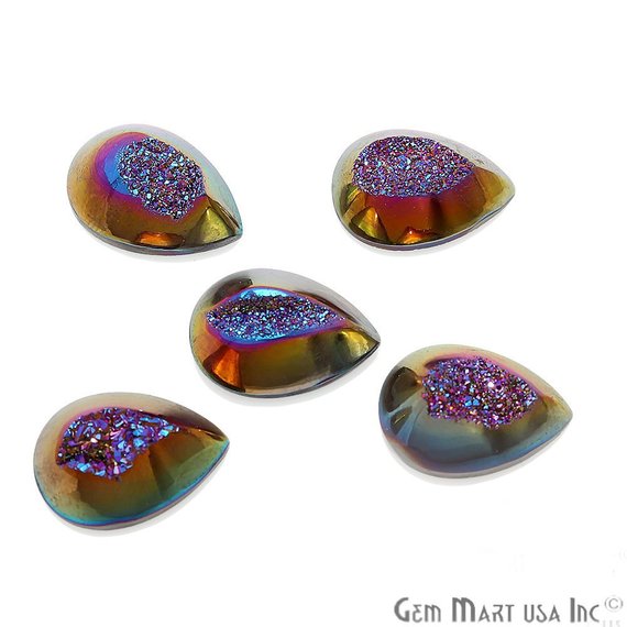 Window Druzy Cabochon 10x14mm Pear Shape Cave Druzy (Pick Your Color) - GemMartUSA