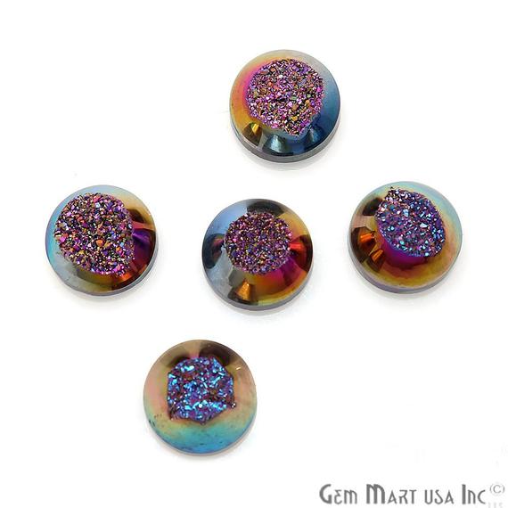 Window Druzy Cabochon 8mm Round Shape Cave Druzy (Pick Your Color) - GemMartUSA