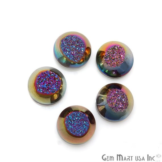 Window Druzy Cabochon 10mm Round Shape Cave Druzy (Pick Your Color) - GemMartUSA