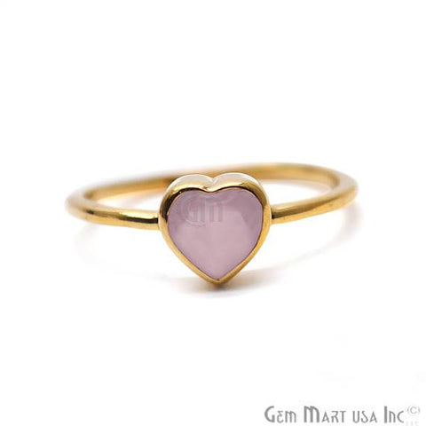 Gold Plated Heart Shape Single Gemstone Solitaire Ring (GP-12009) - GemMartUSA