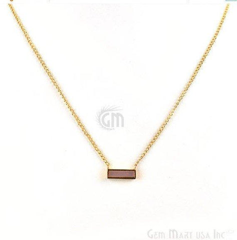 Gemstone Bar Gold Pendant Necklace (Pick your Gemstone) - GemMartUSA