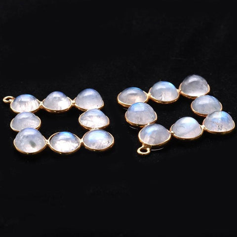 Rainbow Moonstone Gold Plated 33x24mm Square Shape Chandelier Finding Component - GemMartUSA