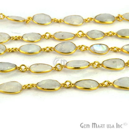 Rainbow Moonstone 15mm Free Form Gold Continuous Connector Chain - GemMartUSA