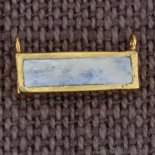 22k Gold Plated 15x7mm Rectangle Shape Double Bail Bar Pendant (50022) - GemMartUSA