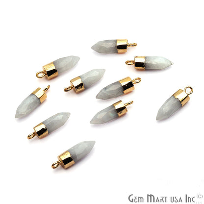 Bullet Gold Edged 17x5mm Single Bail Gemstone Connector