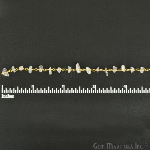 Rose Quartz 4-6mm Nugget Chip Beads Gold Plated Rosary Chain (763800551471)