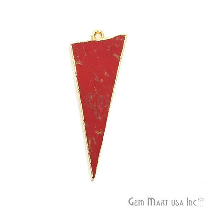 Gold Electroplated 17x45mm Triangle Shape Sediment Jasper Pendant (50059) - GemMartUSA