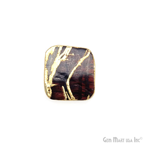 Red Tiger Eye Free-Form 14x13mm Gold Electroplated Without Bail Connector