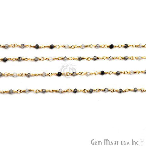 Rutilated Gold Plated Wire Wrapped Gemstone Beads Rosary Chain (762779533359)