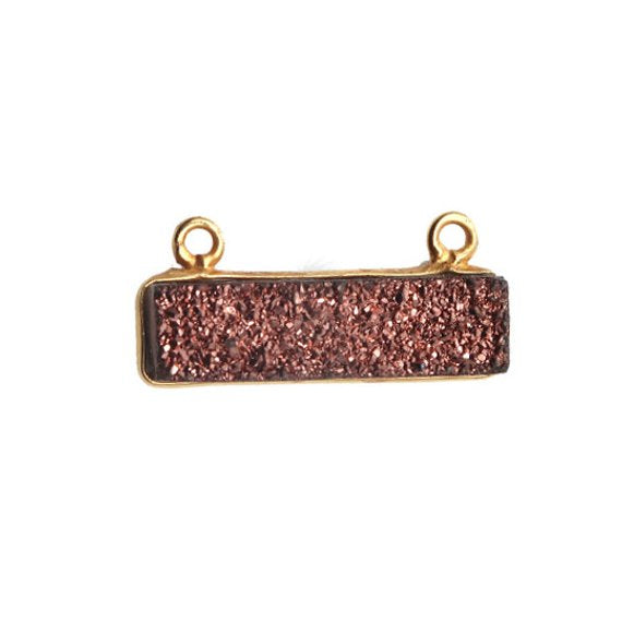 Rectangle Shape 21x7mm Druzy Gold Plated Connector Charms Pendant (Pick Your Gemstone) - GemMartUSA