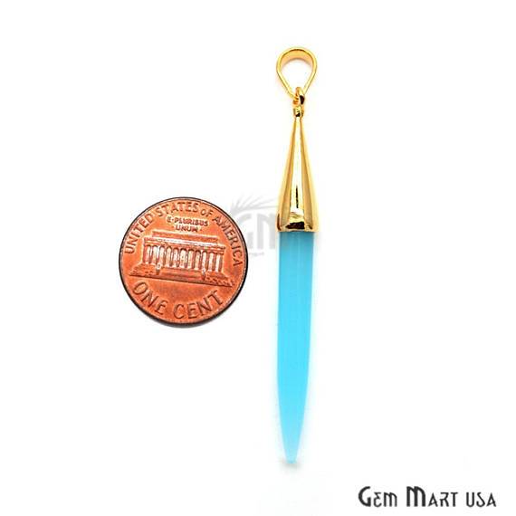 Gold Plated Cap Gemstone Spike Charm Pendant (50020) - GemMartUSA