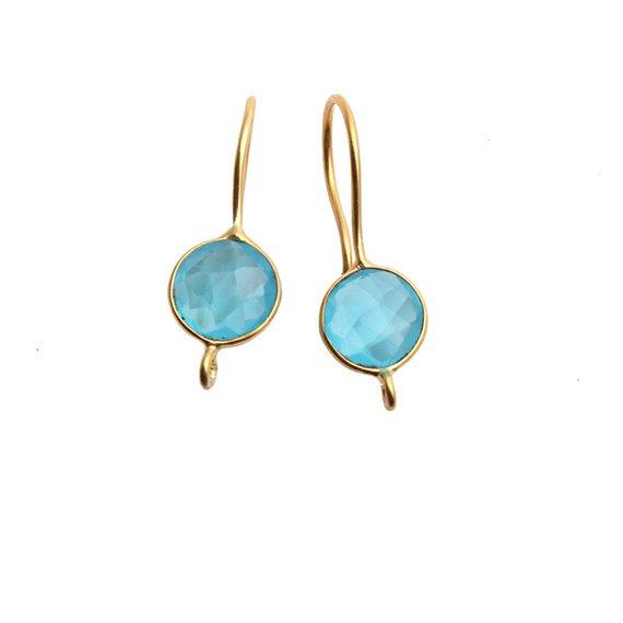 DIY Gemstone 26x9mm Gold Plated Round Hook Earring