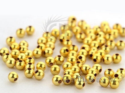 10pc Lot Ball Finding 4mm Gold Plated Round Jewelry Making Charm - GemMartUSA