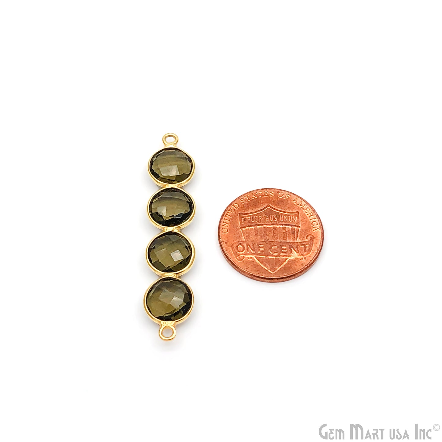 Smoky Topaz Gemstone bezel Component, Line Shape Component, 24k Gold Plated, Double Bail 34x9mm, 1 piece