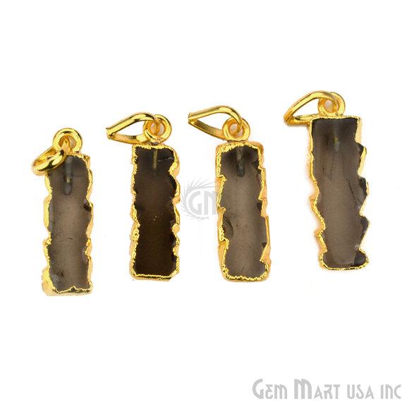 Electroplated Gemstone Rectangle Shape Bar Pendant (50001) - GemMartUSA