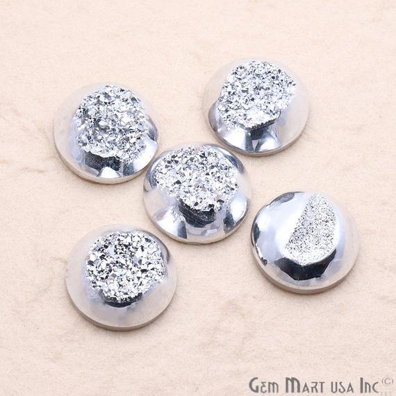 Window Druzy Cabochon 14mm Round Shape Cave Druzy (Pick Your Color) - GemMartUSA