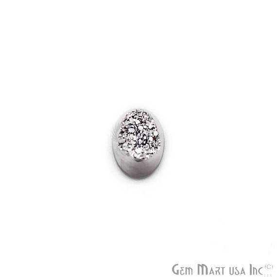 Silver Druzy, Druzy Cabochon, 10x14mm Oval Shaped Druzy, Cabochon, Druzy Stone (GPSZ-80039) - GemMartUSA