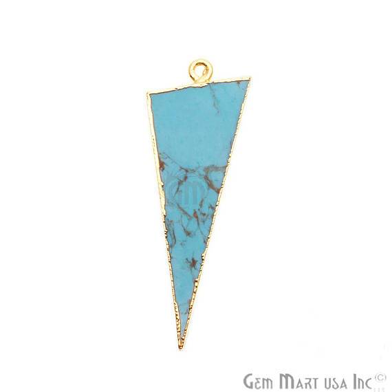 Gold Electroplated 17x45mm Triangle Shape Sediment Jasper Pendant (50059) - GemMartUSA