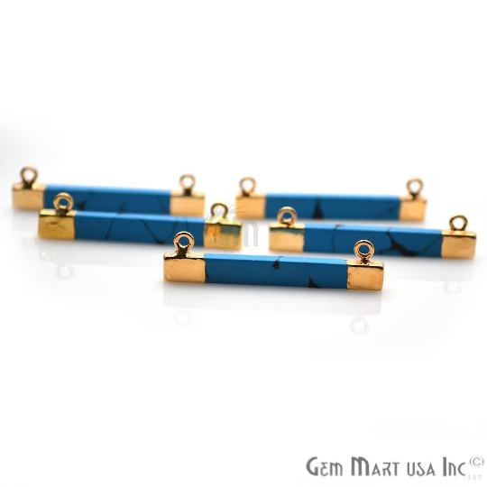 Jasper Turquoise Rectangle Gold...